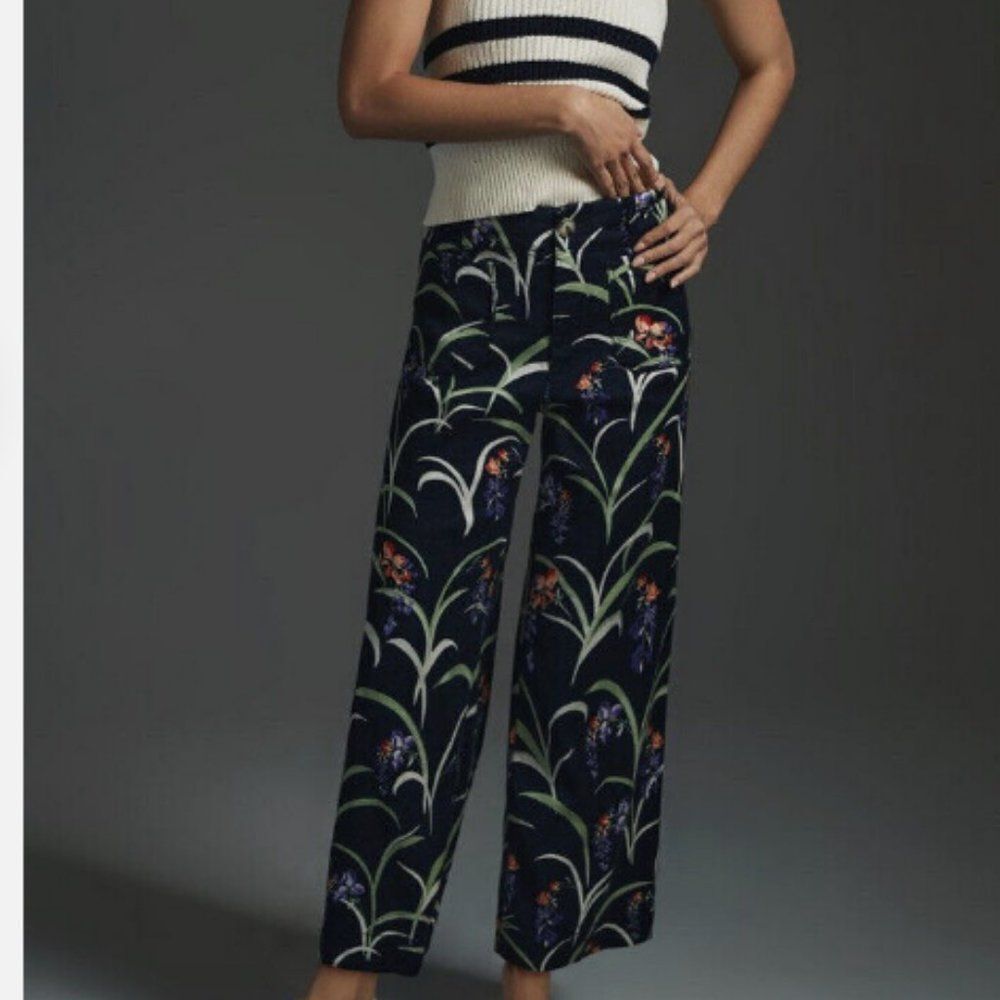 ANTHROPOLOGIE THE COLETTE CROPPED WIDE-LEG LINEN PANTS